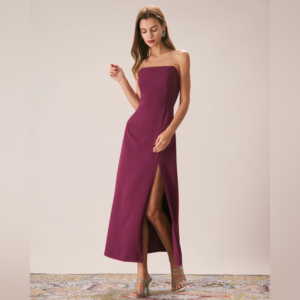 NWT RIHOAS The Purple Pearl Strap A-Line Slit Maxi Dress Sz L